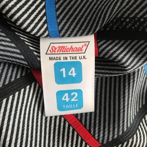 St.Michael Chic Plaid Pattern Black Collared Button Down Shirt with Belt 90’s - Picture 12 of 16